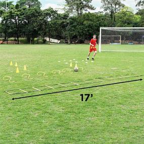 img 3 attached to 🏃 PodiuMax Agility Training Set - 17ft 12 Rungs Ladder, Soccer Kicking Trainer, 6 Hurdles, 6 Traffic Cones, 10 Standard Cones with Carrying Bag