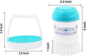 img 2 attached to 🧽 ITTAHO 2 Pack Dish Brush with Soap Dispenser and Storage Holder - Perfect for Easy Dishwashing, Pan & Sink Cleaning, and Vegetable Scrubbing