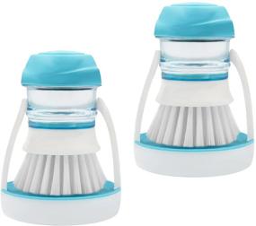 img 4 attached to 🧽 ITTAHO 2 Pack Dish Brush with Soap Dispenser and Storage Holder - Perfect for Easy Dishwashing, Pan & Sink Cleaning, and Vegetable Scrubbing