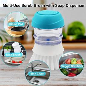 img 1 attached to 🧽 ITTAHO 2 Pack Dish Brush with Soap Dispenser and Storage Holder - Perfect for Easy Dishwashing, Pan & Sink Cleaning, and Vegetable Scrubbing