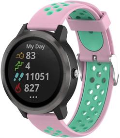 img 4 attached to Ремешки для Vivoactive 3, мягкий силиконовый заменитель для Garmin Vivoactive 3 / Vivoactive 3 Music / Garmin Forerunner 645 Music (большой, розовый и бирюзовый)