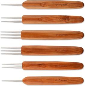 img 4 attached to Dreadlock Crochet Hook Set - Sunshane 6 Pieces, 0.5mm to 0.75mm Needles for Braid Craft