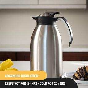 img 3 attached to Premium Stainless Steel Thermal Coffee Carafe by Bellemain - 50oz/1.5L Insulated Server for Hot and Cold Drinks - Coffee, Tea, Water, or Milk