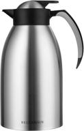 premium stainless steel thermal coffee carafe by bellemain - 50oz/1.5l insulated server for hot and cold drinks - coffee, tea, water, or milk logo