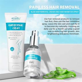 img 2 attached to Aloe Hair Removal Cream & Hair Inhibitor Spray Set - Sensitive Formula for Men and Women | Painless Bikini Hair Remover Cream, Moisturizing Body Arm Leg Armpit Treatment | Perfect Gift