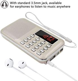 img 2 attached to LEFON Mini Digital AM FM Radio Media Speaker MP3 Music Player Support TF Card/USB Disk With LED Screen Display And Emergency Flashlight Function (Gold-Upgraded)