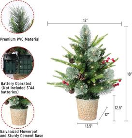 img 3 attached to 🎄 TWINCODECOR Mini Christmas Tree Prelit - 18 Inch Artificial Tabletop Christmas Tree: Battery Operated Lights, Pine Cones, Red Berries for Festive Holiday Decor