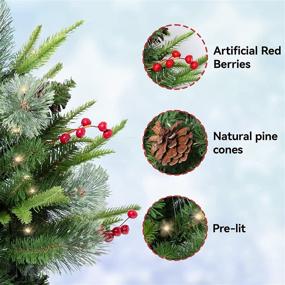 img 2 attached to 🎄 TWINCODECOR Mini Christmas Tree Prelit - 18 Inch Artificial Tabletop Christmas Tree: Battery Operated Lights, Pine Cones, Red Berries for Festive Holiday Decor