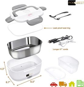 img 1 attached to 🍱 Forabest Electric Lunch Box Food Heater - Portable 2-In-1 Food Warmer for Car & Home, Leakproof Design, 2 Compartments, Removable Stainless Steel Container, Fork & Spoon Set, Carry Bag Included