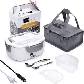 img 4 attached to 🍱 Forabest Electric Lunch Box Food Heater - Portable 2-In-1 Food Warmer for Car & Home, Leakproof Design, 2 Compartments, Removable Stainless Steel Container, Fork & Spoon Set, Carry Bag Included