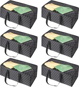 img 4 attached to 📦 Efficient and Reliable KGMCARE Heavy Duty Large Storage Bags with Handles and Zipper - Perfect for Moving, College Carrying, and Christmas Decorations Storage - 6 Pack, Black Stripe