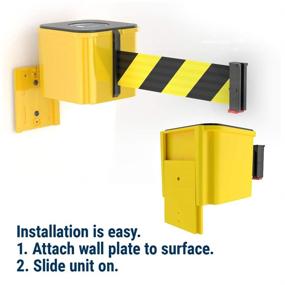 img 3 attached to 🚧 Streamline Crowd Control Barrier: Visiontron WM412 Wall Mounted Retractable Belt - Smooth Black Design with Receiving End