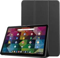 lenovo chromebook duet 2-in-1 10.1 case - ratesell lightweight 🔒 smart trifold stand microfiber lining cover | auto wake/sleep | ct-x636f black logo