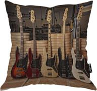 🎸 guitar throw pillow cover 18x18 inch bass music instruments strings musical performance show square cushion case for home car decor cotton linen - cool & stylish логотип