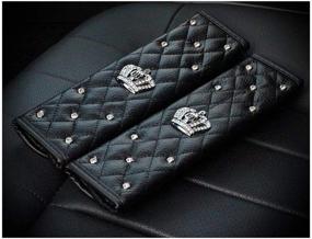 img 3 attached to 🚗 Siyibb 2-Pack Car Leather Seat Belt Covers - Seatbelt Shoulder Pads with Sparkling Crown - Auto Interior Accessories