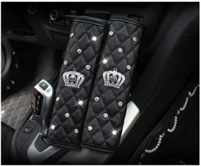 img 1 attached to 🚗 Siyibb 2-Pack Car Leather Seat Belt Covers - Seatbelt Shoulder Pads with Sparkling Crown - Auto Interior Accessories