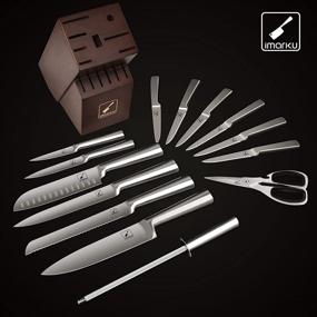 img 3 attached to 🔪 Precision Kitchen Knife Set - 15-Piece German Stainless Steel Chef Knife Block Set with Sharpener - Sleek Silver Design