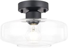 img 4 attached to TeHenoo Semi Flush Mount Light, 10.24 Inch Clear Glass Shade for Dining Room, Bedroom, Cafe, Bar, Corridor, Hallway, Entryway, Passway - TeBara Close to Ceiling Light Fixture