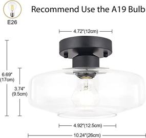 img 2 attached to TeHenoo Semi Flush Mount Light, 10.24 Inch Clear Glass Shade for Dining Room, Bedroom, Cafe, Bar, Corridor, Hallway, Entryway, Passway - TeBara Close to Ceiling Light Fixture