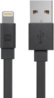 📱 monoprice apple mfi certified flat lightning to usb charge & sync cable - 4 feet - black | совместим с iphone x, 8, 8 plus, 7, 7 plus, 6, 6 plus, 5s, ipad pro | серия каберне логотип