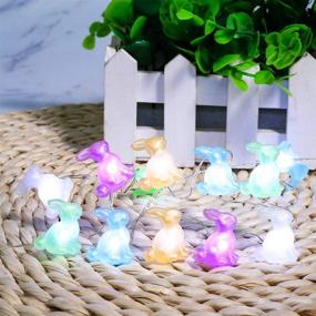 img 4 attached to 🐰 Bunny String Lights Battery Operated 10 Ft 40 LED Rabbit Fairy Lights for Christmas Party Indoor/Outdoor Decorations: Waterproof, Ideal for Home, Bedroom, Garden, Wedding