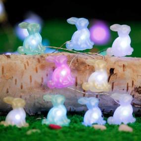 img 1 attached to 🐰 Bunny String Lights Battery Operated 10 Ft 40 LED Rabbit Fairy Lights for Christmas Party Indoor/Outdoor Decorations: Waterproof, Ideal for Home, Bedroom, Garden, Wedding