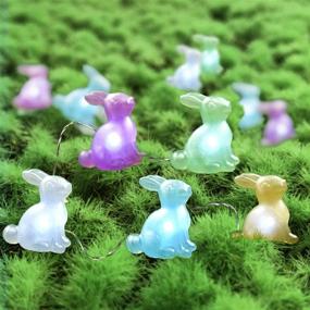 img 3 attached to 🐰 Bunny String Lights Battery Operated 10 Ft 40 LED Rabbit Fairy Lights for Christmas Party Indoor/Outdoor Decorations: Waterproof, Ideal for Home, Bedroom, Garden, Wedding