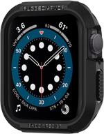 🔒 spigen rugged armor protector - apple watch case 44mm series 6/se/5/4 - black logo