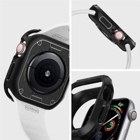 img 3 attached to 🔒 Spigen Прочный чехол-протектор Rugged Armor - Чехол для Apple Watch 44 мм Серии 6/SE/5/4 - Черный