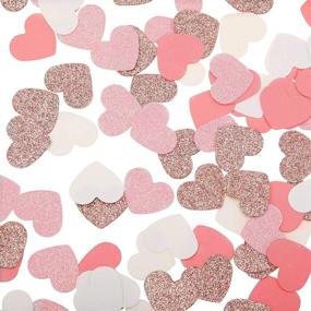 img 1 attached to 💖 Mols Pink and Rose Gold Heart Confettis for Anniversary, Baby Shower, Wedding Table Scatter Decorations, Luau, Princess Birthday Party Decor - Enhanced SEO