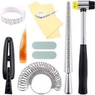 📏 keadic 12pcs jewelry ring sizer tools set: mandrel, sizer, clamp, hammer, gauge, cleaning cloth, buffing bars, agate, storage bag logo