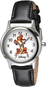 img 3 attached to Disney Kids' W000874 Tween Tigger 🐯 Stainless Steel Watch with Black Leather Strap
