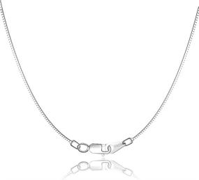 img 4 attached to Jewlpire 925 Sterling Silver Box Chain Necklace for Women Girls - 0.8mm Super Thin & Strong - Lobster Claw Clasp, Italian Style - Available in Various Lengths: 16/18/20/22/24 Inch