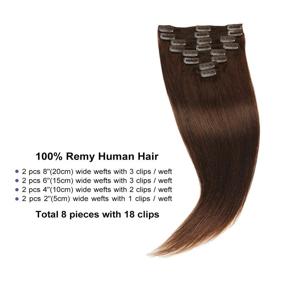 img 3 attached to 👩 10" Накладные волосы Remy из человеческих волос: Мягкие, гладкие, прямые для Леди (75 г, средний коричневый #4)