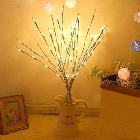 img 4 attached to 🌿 Lxcom Lighting LED Branch Lights - 4 Pack 30 Inch Lighted Silver Willow Twig Branches, Battery Powered Decorative Lights for Home Party Decor, Warm White