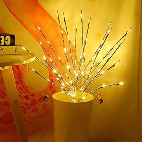 img 1 attached to 🌿 Lxcom Lighting LED Branch Lights - 4 Pack 30 Inch Lighted Silver Willow Twig Branches, Battery Powered Decorative Lights for Home Party Decor, Warm White