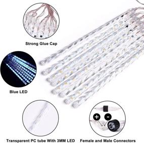 img 1 attached to 🎄 Christmas Meteor Shower Lights - 8 Tubes with 192 LED, Blue Hanging Falling Rain Lights for Outdoor, Connectable Icicle Lights Waterproof, Dropping Lights for Holiday Wedding Tree