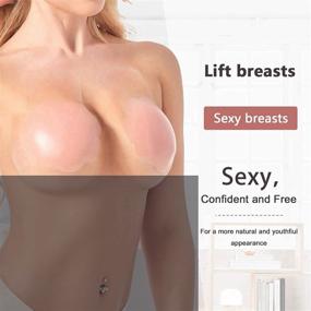 img 3 attached to 🌸 Fashionable Reusable Breast Lift Bras: Adhesive Backless Strapless, Invisible Silicone Sticky Bra for Women - Flower Beige