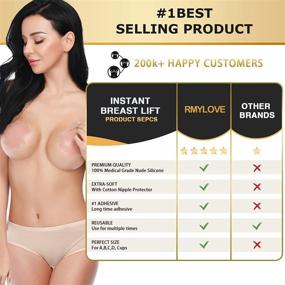 img 1 attached to 🌸 Fashionable Reusable Breast Lift Bras: Adhesive Backless Strapless, Invisible Silicone Sticky Bra for Women - Flower Beige