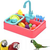 🐦 automatic pet parrot bathtub - 19pcs with faucet, electric dishwasher, and playing toy - bird bathing box, feeder, and bathroom toys logo