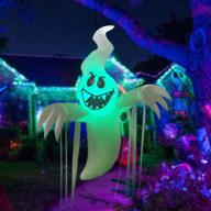 goosh 5 feet high halloween inflatable hanging ghost: 👻 colorful flashing led lights - perfect clearance decoration for holiday/party/yard/garden! logo