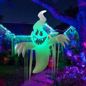 img 4 attached to GOOSH 5 Feet High Halloween Inflatable Hanging Ghost: 👻 Colorful Flashing LED Lights - Perfect Clearance Decoration for Holiday/Party/Yard/Garden!