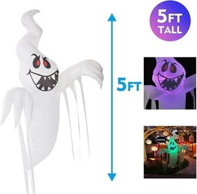 img 3 attached to GOOSH 5 Feet High Halloween Inflatable Hanging Ghost: 👻 Colorful Flashing LED Lights - Perfect Clearance Decoration for Holiday/Party/Yard/Garden!