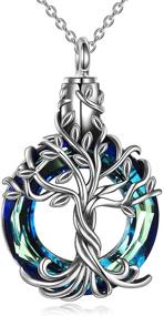 img 4 attached to Sterling Silver Tree of Life Urn Necklace: TOUPOP Cremation Jewelry for Ashes with Circle Crystal - Memorial Keepsake Accessory for Women, Girls & Friends