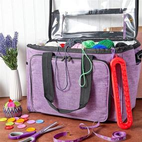 img 3 attached to 🧶 Portable Yarn Tote Bag for Knitting & Crochet | Purple Storage Organizer (16 x 10.5 x 11 in)