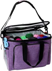 img 4 attached to 🧶 Portable Yarn Tote Bag for Knitting & Crochet | Purple Storage Organizer (16 x 10.5 x 11 in)