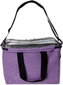 img 2 attached to 🧶 Portable Yarn Tote Bag for Knitting & Crochet | Purple Storage Organizer (16 x 10.5 x 11 in)