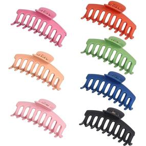 img 4 attached to 7 Pcs Plastic Hair Claw Clips: Non-slip Large and Strong Hold for Women and Girls with Thin or Thick Hair (4.3 Inch)