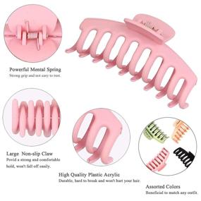 img 3 attached to 7 Pcs Plastic Hair Claw Clips: Non-slip Large and Strong Hold for Women and Girls with Thin or Thick Hair (4.3 Inch)