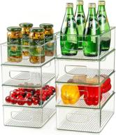 🧊 maximize fridge storage space with a set of 8 stackable refrigerator organizer bins – large & medium plastic fridge organizers with handles, bpa-free for cabinet, pantry, and freezer food storage логотип